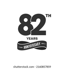 82 years anniversary logo with black color for booklet, leaflet, magazine, brochure poster, banner, web, invitation or greeting card. Vector illustrations.