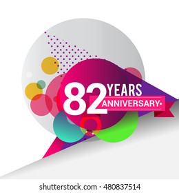 82 years Anniversary logo, Colorful geometric background vector design template elements for your birthday celebration.