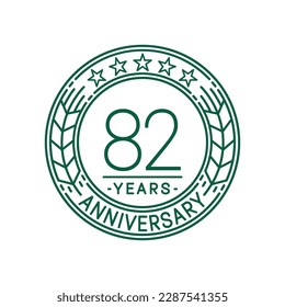 Plantilla de logotipo de 82 años. 82ª línea de arte vector e ilustración.
