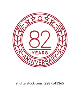 82 years anniversary logo template. 82nd line art vector and illustration.