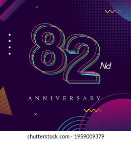 82 years anniversary logo, vector design birthday celebration with colorful geometric background and circles shape.