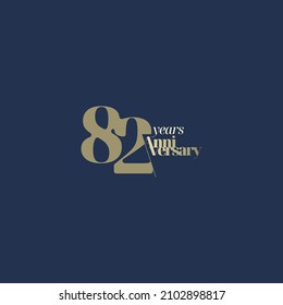 82 years anniversary logotype with modern minimalism style. Vector Template Design Illustration.