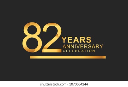 82 years anniversary logotype with under line golden color for anniversary celebration