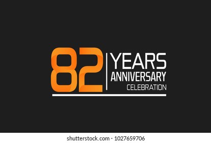 82 years anniversary simple design celebration with orange color and white isolated on black background