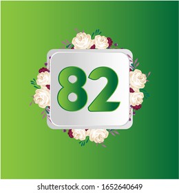 82 Jahre Jubiläum. Vektorillustration Design Grußkarte mit dekorativem Blumen für Feiern
