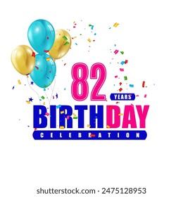 82 years birthday 3d vector template design illustration