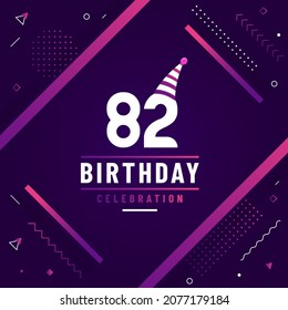 82 years birthday greetings card, 82nd birthday celebration background free vector.