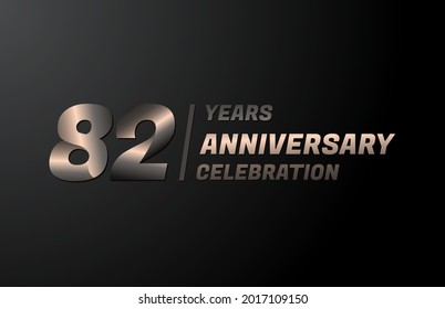 82 years gold anniversary celebration logotype, anniversary banner vector, isolated on black background