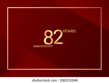 82 years golden anniversary design golden color using elegant red background for celebration