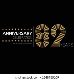82 years old celebrating logo. happy anniversary 82th. Greetings celebrates.