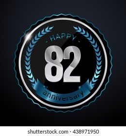 82 Years Silver anniversary logo, low poly design number