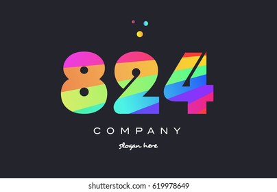 824 creative color green orange blue magenta pink number digit company logo vector icon spectrum