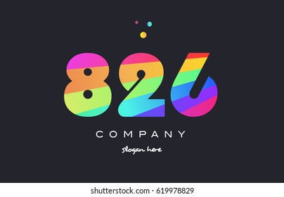 826 creative color green orange blue magenta pink number digit company logo vector icon spectrum