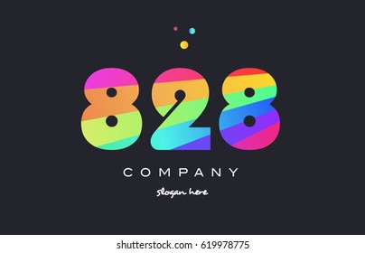 828 creative color green orange blue magenta pink number digit company logo vector icon spectrum