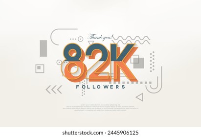 82k followers Thank you, with colorful cartoon numbers illustrations.