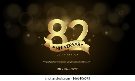 82nd Anniversary Logo Gold Ribbon Template Stock Vector (Royalty Free ...