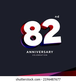 82nd Anniversary Celebration Logo Design, Number 82 Icon Vector Template.