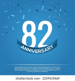 82nd anniversary celebration vector design with white color numbers and  white color font on  blue color background abstract 