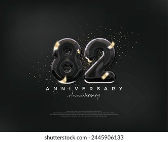 82nd anniversary celebration, vector design with luxury black balloons illustration. Premium vector background for greeting and celebration.