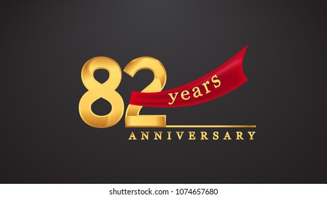 82nd Anniversary Design Logotype Golden Color Stock Vector (Royalty ...