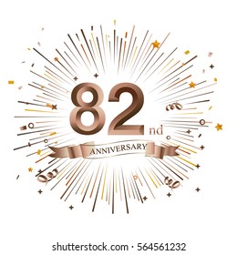 82nd Anniversary greeting Card with Starburst. Vector illustration.