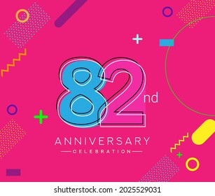 82nd anniversary logo, vector design birthday celebration with colorful geometric background.