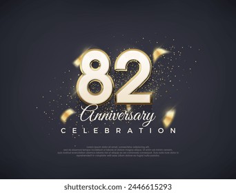 82nd anniversary number with fancy numerals. luxury premium vector design. Premium vector for poster, banner, celebration greeting.