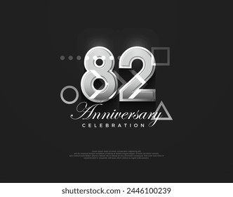 82nd anniversary number, modern elegant and simple. Premium vector background for greeting and celebration.