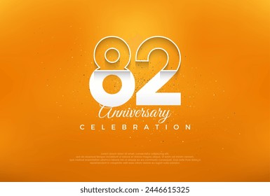 Número del 82 aniversario con números blancos finos modernos. diseño de Vector premium. Vector de Premium para póster, Anuncio, celebración y saludo.