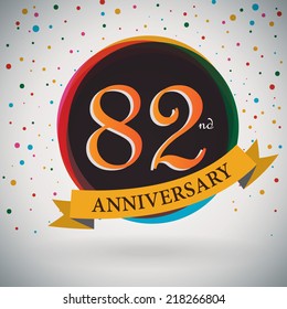 82nd Anniversary poster / template design in retro style - Vector Background