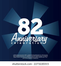 82nd year anniversary celebration vector template design illustration with white text elegant blue shiny background.	