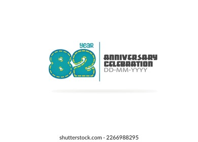 82th, 82 years, 82 year anniversary celebration fun style green and blue colors on white background for cards, event, banner-vector