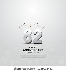 82th anniversary background with 3D number illustration