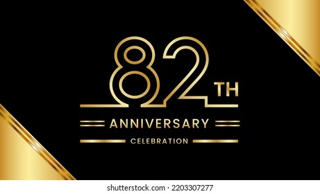 82th Anniversary Celebration with golden text, Golden anniversary vector template