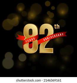 82th Anniversary logotype. Anniversary celebration template design for booklet, leaflet, magazine, brochure poster, banner, web, invitation or greeting card. Vector illustrations.