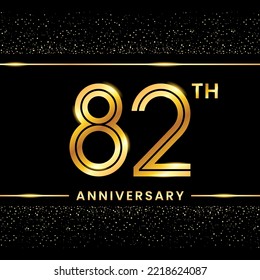 82th Anniversary Logotype. Golden Anniversary template design for celebration event, invitation card, greeting card, flyer, banner, poster, double line logo, vector illustration