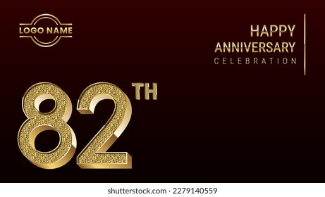 82th Anniversary template design concept with golden number. Vector Template
