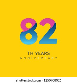82th Year Anniversary Vector Template Design Illustration.