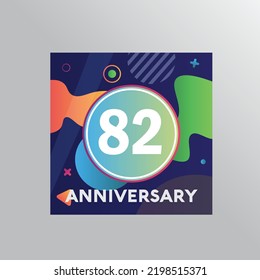 82th years anniversary logo, vector design birthday celebration with colourful background and abstract shape.