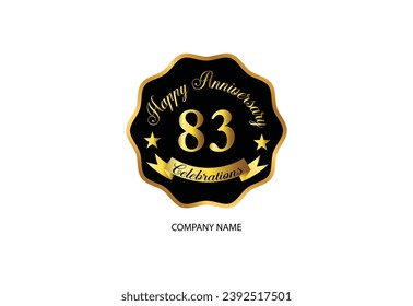 83 anniversary celebration logotype with handwriting golden color elegant design