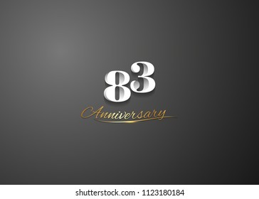 83 Anniversary elegant logotype design, white colored isolated on black background