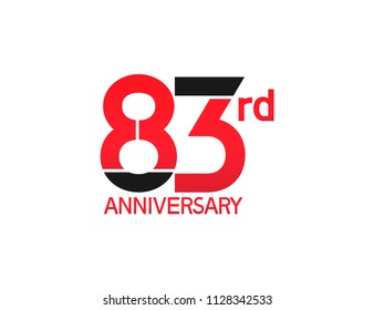 83 anniversary red and black design simple isolated on white background for celebration