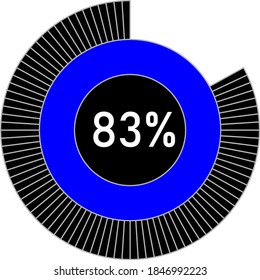 83% circle percentage diagram for web design, user interface (UI) or infographic - indicator with blue and black