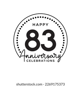 83 concept, monochrome, design for event, invitation card, greeting card, banner, poster, flyer, book cover and print. Vector Eps10 svg