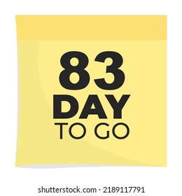 83 días para ir a la etiqueta de señalización ilustración de arte vectorial con fuente fantástica y color negro amarillo agradable