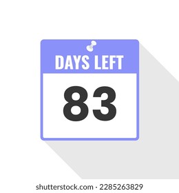83 Days Left Countdown sales icon. 83 days left to go Promotional banner