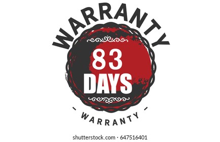 83 days warranty icon vector guarantee background

