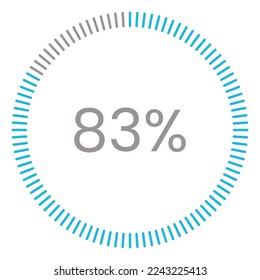 83% de carga. Gráficos de círculo 83% Vector de infografía, 83% listo para usar para diseño web ux-ui