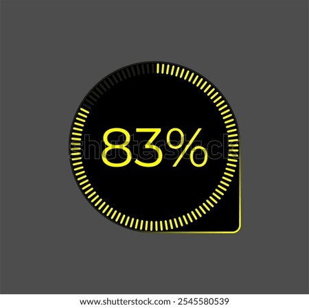 83% Loading. Ui Diagram vector. Download progress icon. Circle diagram interface. Eighty three percent downloading.