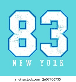 83 NEW YORK crack, Typography design print sports t-shirt fashion, illustration, vector, posters, cards, stickers, mug
